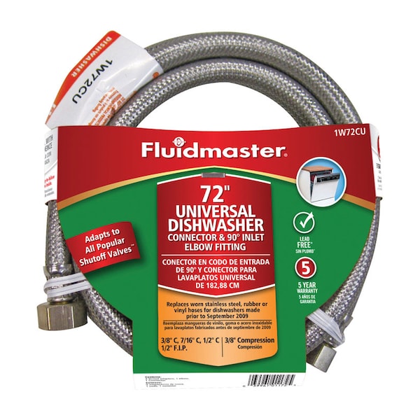 Fluidmaster 3/8 in. Compression X 1/2 in. D FIP 72 in. Stainless Steel Dishwasher Supply Line